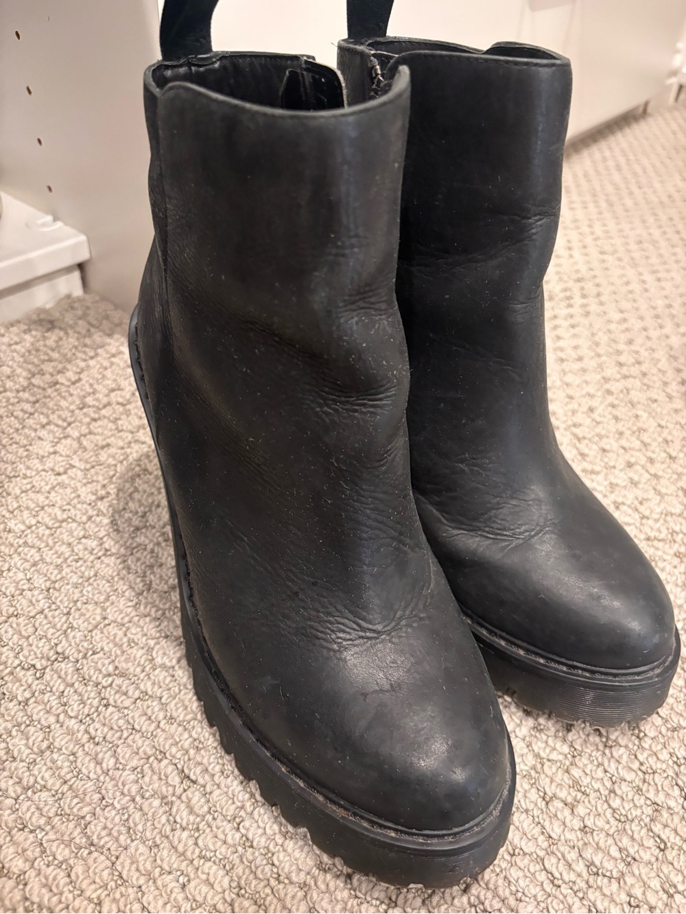 Dr. Martens Black Leather Platform Ankle Booties